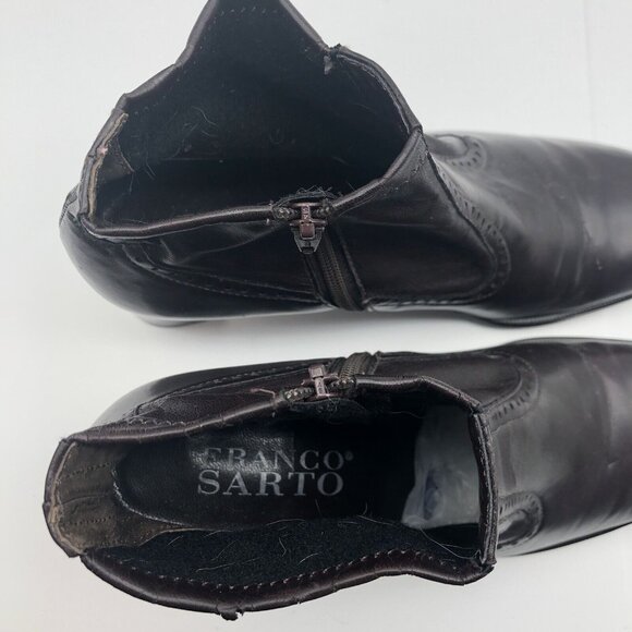 Brown Franco Sarto sz 6.5 Ankle boots booties Block Heel Vegan - Picture 10 of 16